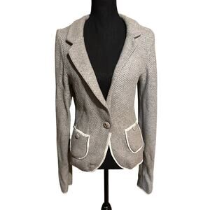 Anthropologie Moth Cotton Wool Blend Gray Sweater Blazer Women's M Medium